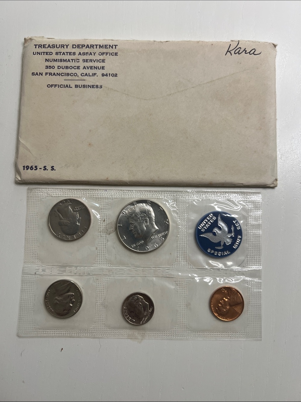 1965 U.S. Mint Uncirculated Coin Set with toned coins